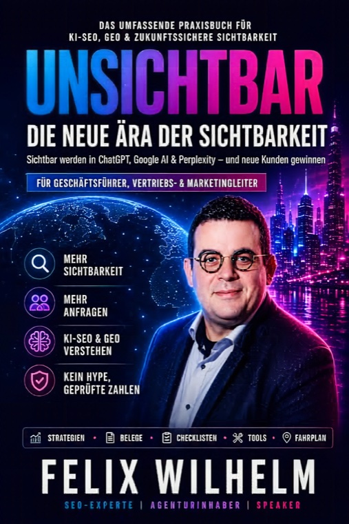 Buchcover: Unsichtbar – Warum deine besten Kunden dich in ChatGPT nicht finden – und wie Unternehmen mit GEO wieder sichtbar werden