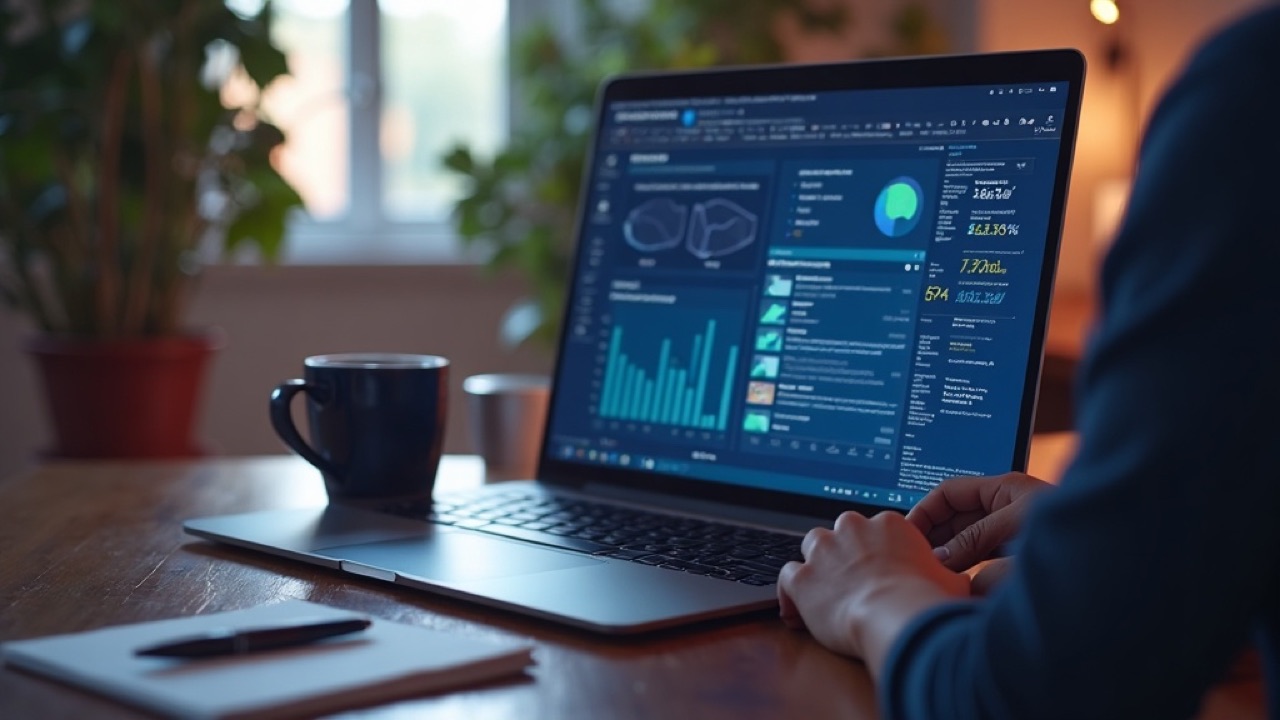 Person arbeitet am Laptop an strukturierten Daten und Analytics
