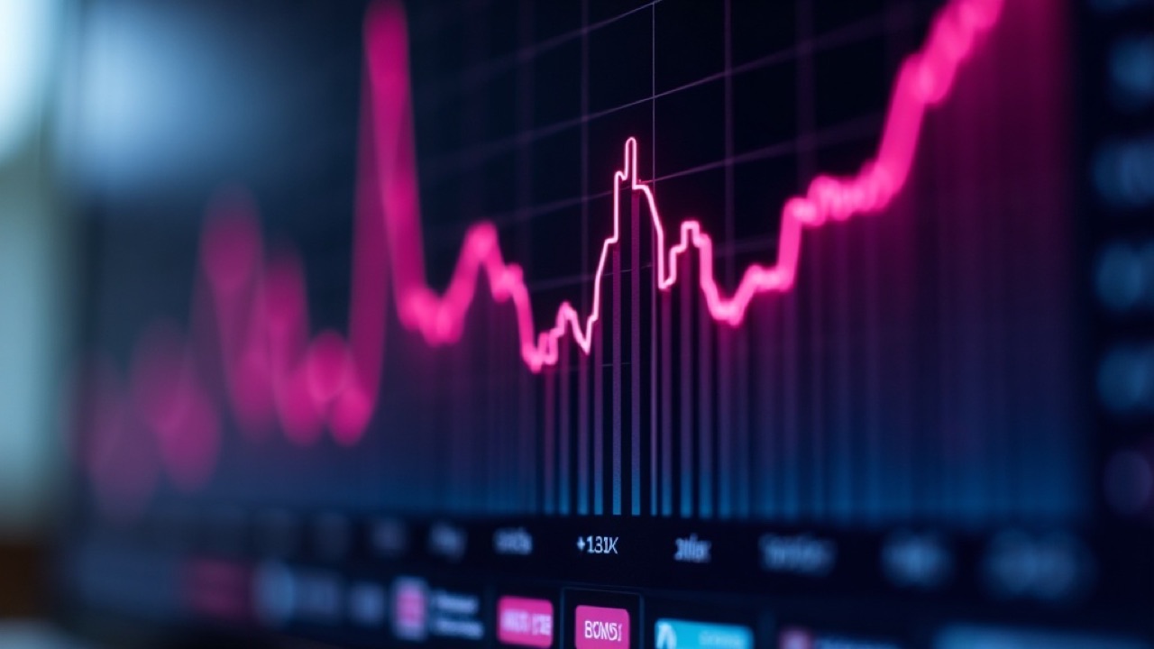 Monitor mit steigendem Diagramm und KPI-Dashboard zur KI-Sichtbarkeit