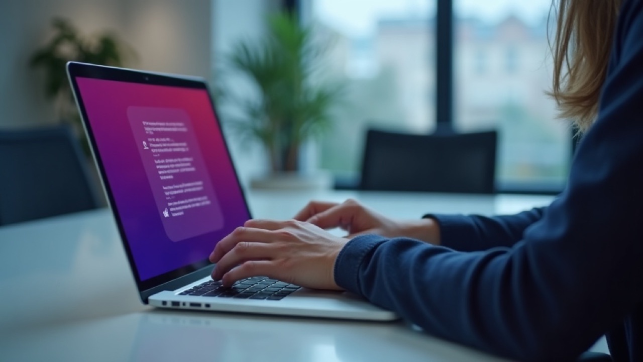 Person stellt einer KI-Assistenz am Laptop eine Frage